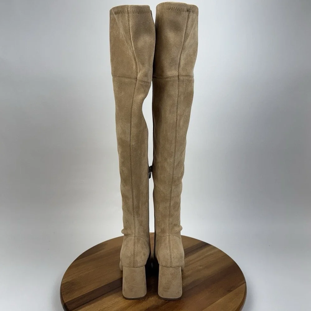 New Womens Jeffrey Campbell Parisah Tan Faux Suede Over The Knee Boots Size 5 M